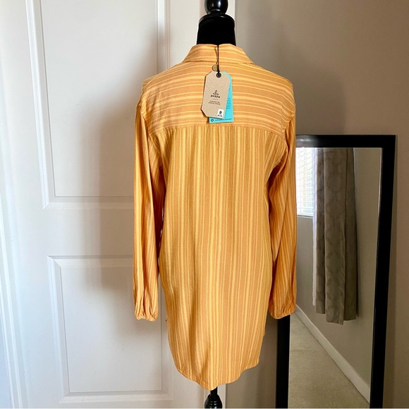 prAna Size small Deep Solstice Fernie Shirt Cover Up Stripe Button Front new! - Picture 4 of 9